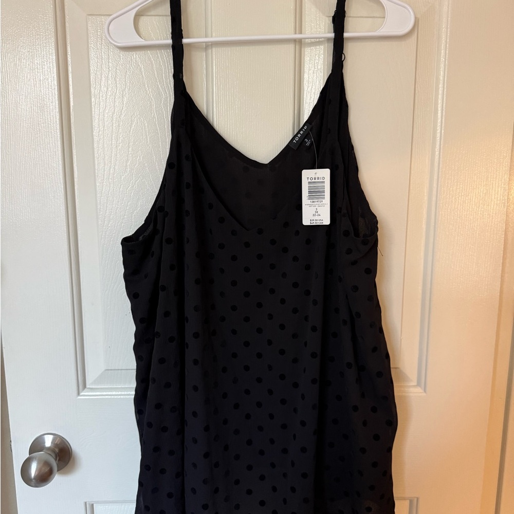 Torrid Black Polka Dot Camisole. Size 3. WITH TAGS!